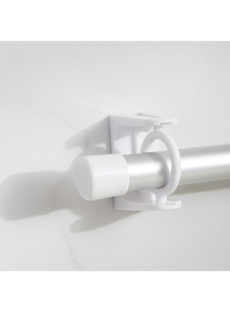 2 Pcs Curtain Rod Hangers Holders,Not Drilling Adhesive Wall Mount Drapery Brackets ABS Clear Towel Poles Support Hook - Image 4