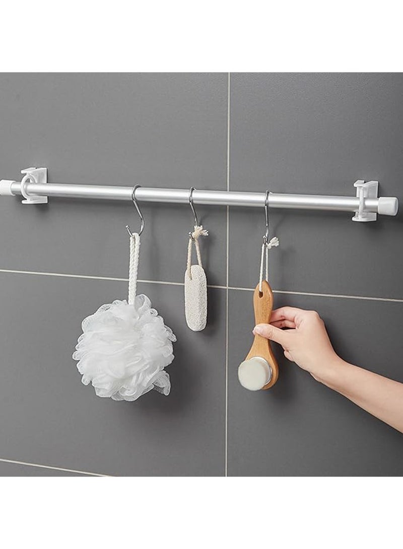 2 Pcs Curtain Rod Hangers Holders,Not Drilling Adhesive Wall Mount Drapery Brackets ABS Clear Towel Poles Support Hook - Image 5