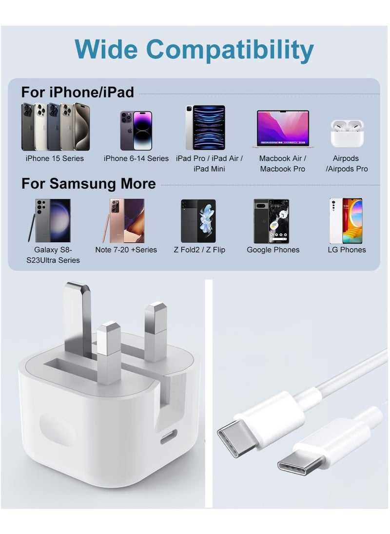 MMG - iPhone 15 Pro Max Charger With USB C Port 35 Watt with 1M iPhone Fast Charging Cord Type C to C for iPhone 15 Pro max/15 Pro/15 plus/15, Samsung S24 and all USB C mobiles / Tabs - Image 1