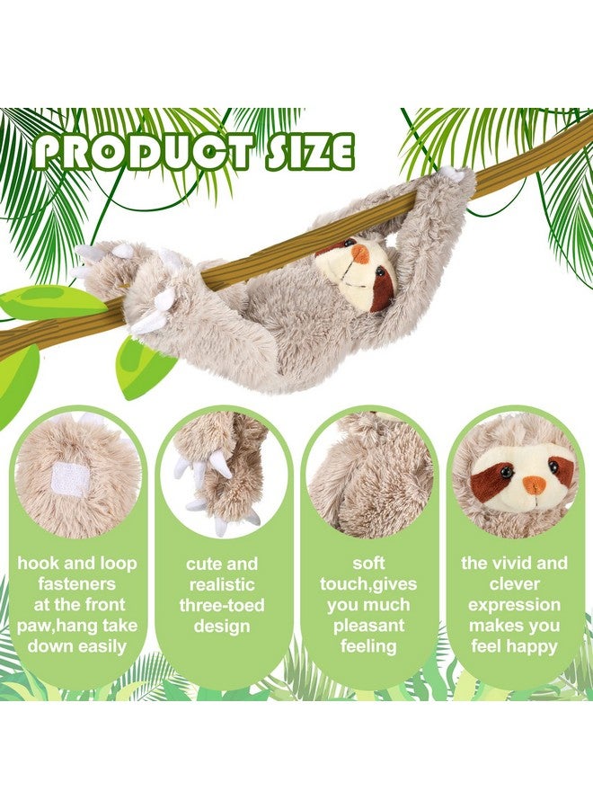Yinder 3 Pcs Hanging Sloth Stuffed Animal 18 Inch Large Sloth Doll Plush Toy Wild Three Toed Sloth Plush Soft Cute Sloth Toy With Hook And Loop Long Arm Leg For Girl Boy Huggable Birthday Party Favor Gift  - Image 2