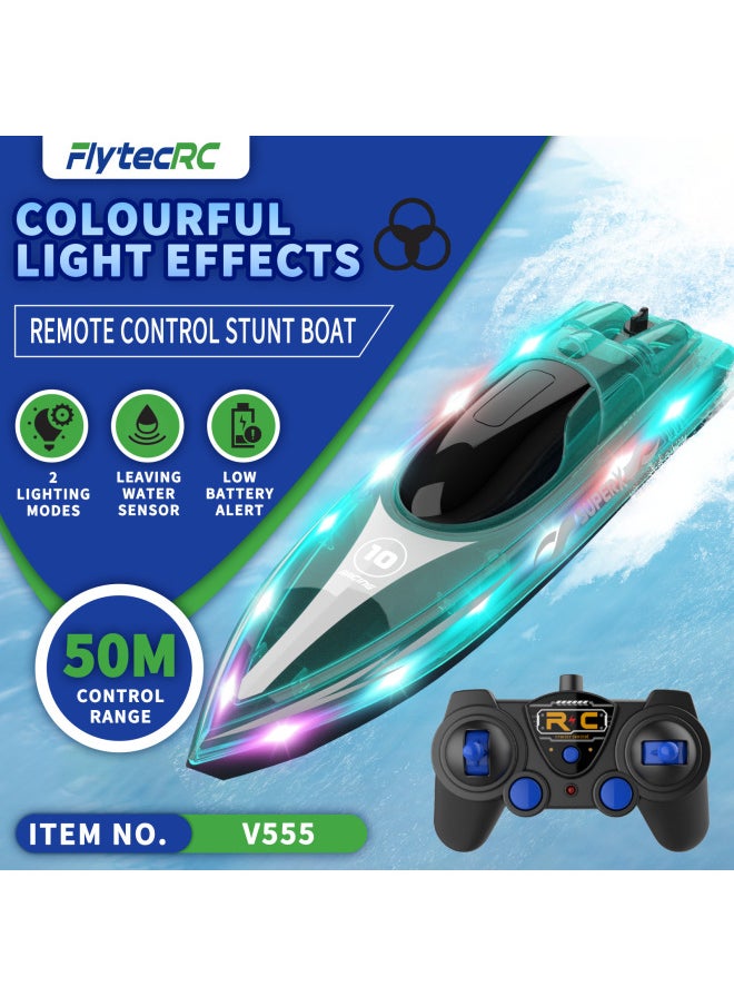 V555 2.4G Waterpoof RC Boat For Outdoor Racing 50m Lighting-Color:Green Upgraded 2 Batteries (Using 2 Hours)  - Image 2