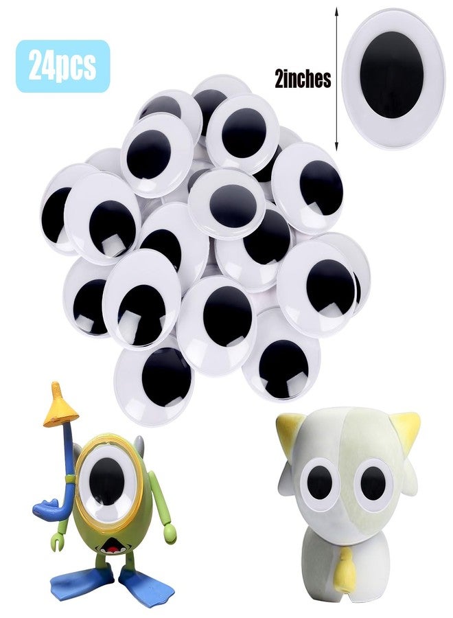 DECORA 2 Inch Large Wiggle Eyes, 24pcs Round Plastic Googly Eyes Self Adhesive Black Eye for Handmade DIY Crafts - Image 2