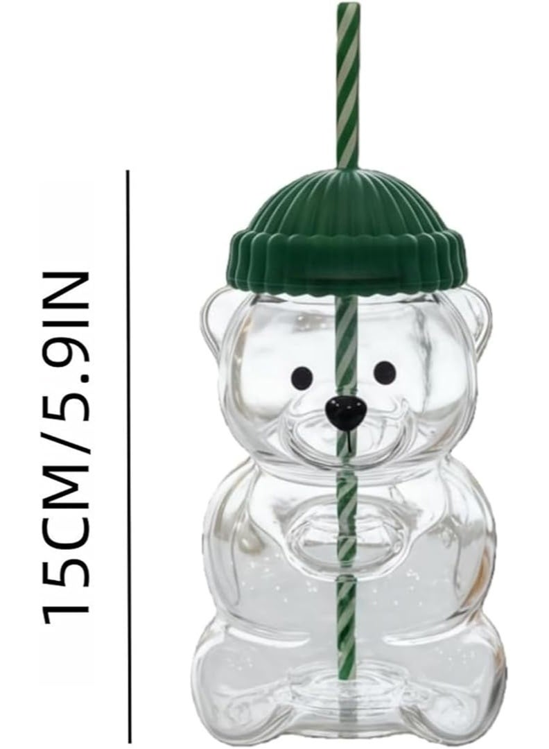 Cute Bear Shaped Glass Cup with Straw – Transparent Drink Mug for Coffee, Milk & Juice – Aesthetic Glass Tumbler - Image 2