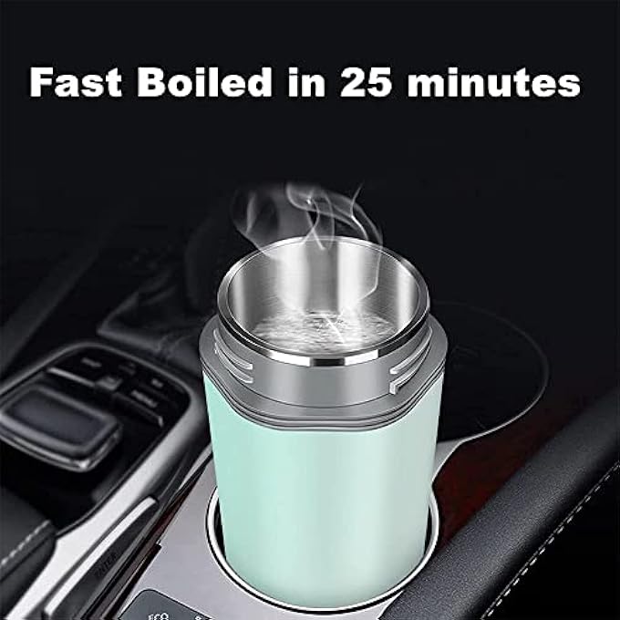 MAKINGTEC Car Portable Travel Electric Cup 12V7A 80W 350Ml Heating Capacity Electric Tea Coffee Kettle For 12V Car 450Ml 304 Stainless Steel Liner Heating Temperature Up To 100C AutoShutOff Green - Image 5
