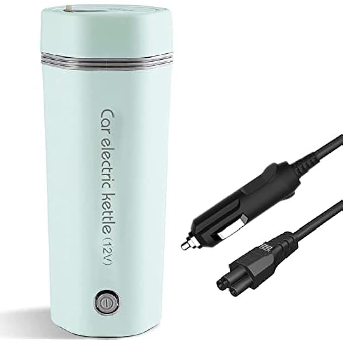 MAKINGTEC Car Portable Travel Electric Cup 12V7A 80W 350Ml Heating Capacity Electric Tea Coffee Kettle For 12V Car 450Ml 304 Stainless Steel Liner Heating Temperature Up To 100C AutoShutOff Green - Image 1