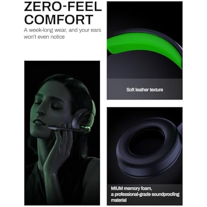 Nitro WIRELESS GAMING HEADSET, PS5 HEADSET WITH 2.4GHZ FOR PS5, PS4, PC, SWITCH, BLUETOOTH 5.3 + 100HRS GAMING HEADPHONES WITH NOISE CANCELING MIC FOR LAPTOP, MOBILE, MAC, 50MM DRIVERS (GREEN) - Image 3