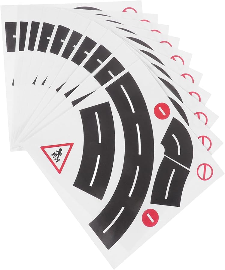 10 Sets Removable Curve Road Stickers Educational Traffic Signs for Kids Playroom Classroom - Image 1
