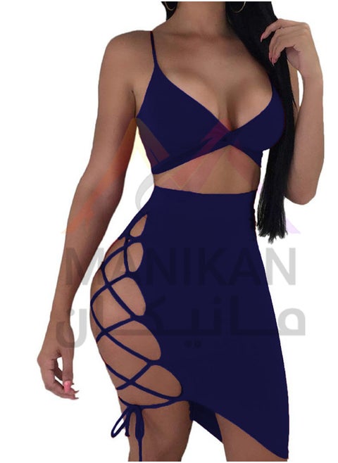 MANIKAN Lingerie set consisting of a short skirt and a sleeveless bra with a side lace-up corset