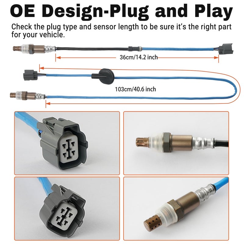 BELKEBIR 2 PCS Oxygen Sensor Upstream Downstream O2 Sensor Compatible with 2003-2007 Honda Accord EX LX, 2003-2005 Accord DX, 2007 Accord SE, 2006-2007 Accord VP 2.4L L4 Replace 234-4797 234-9040 13704 2344363 - Image 2