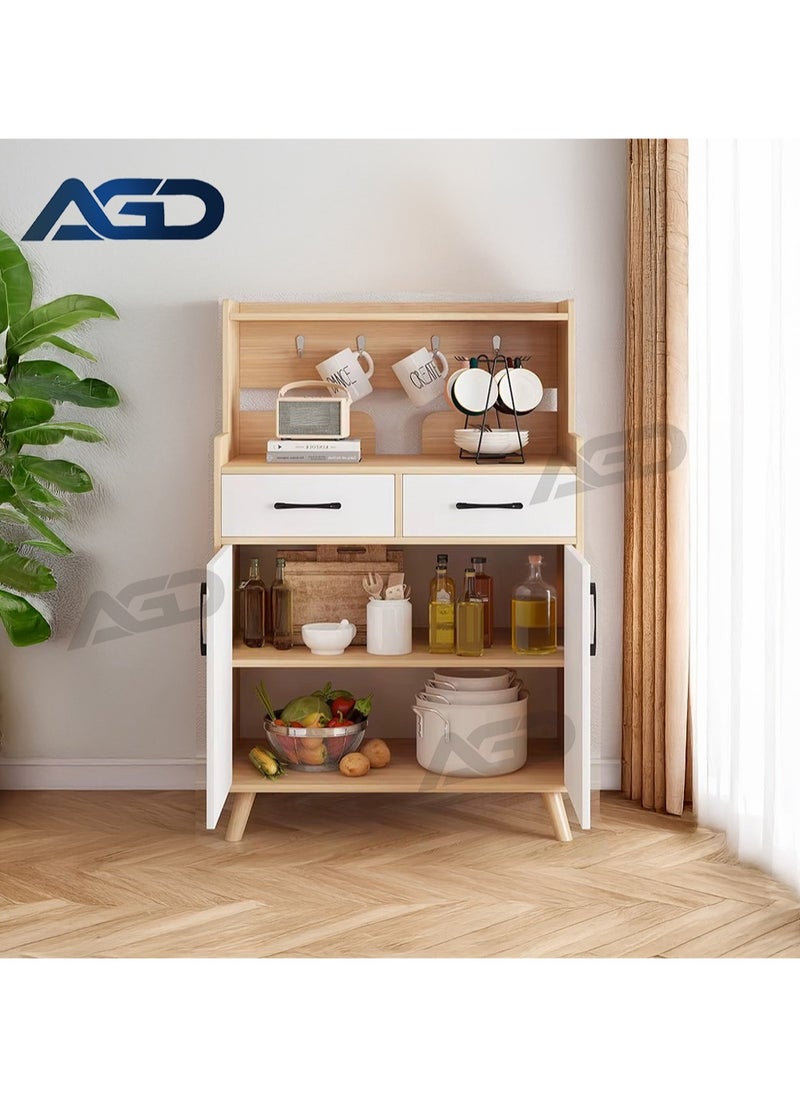 AGD Coffee Corner Cabinet, Kitchen Sideboard with 2 Doors and 2 Drawers, Suitable for Kitchen, Living Room, Dining Room 70*40*118cm  - Image 1