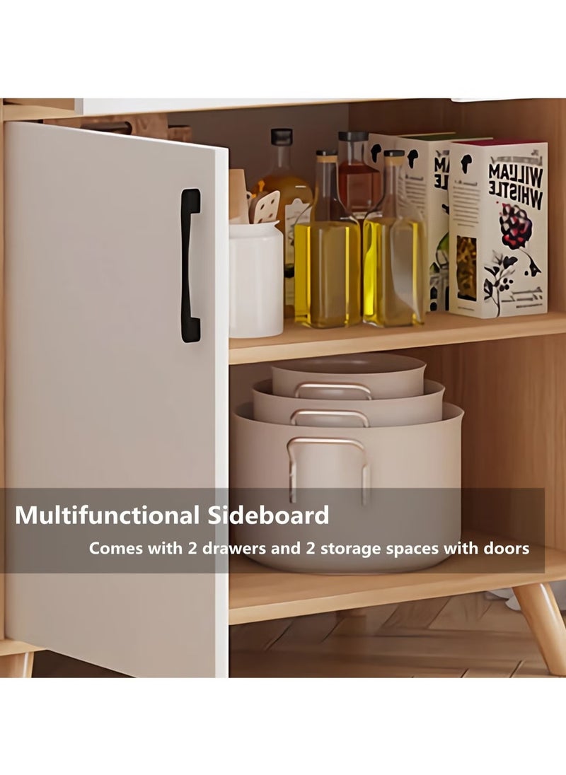 AGD Coffee Corner Cabinet, Kitchen Sideboard with 2 Doors and 2 Drawers, Suitable for Kitchen, Living Room, Dining Room 70*40*118cm  - Image 3