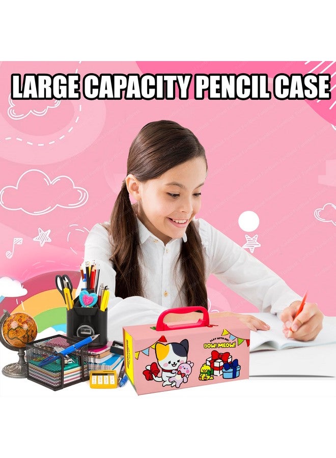 فنبلاست صندوق أقلام فن بلاست للبنات - حقيبة أقلام بقفل كلمة مرور، صندوق أقلام متعدد الطبقات للفتيات في المدرسة، صندوق هندسي، حقيبة منظم قرطاسية للأطفال، هدية إرجاع للأطفال - عشوائي - Image 5