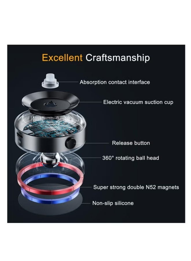 Upgraded 360° Adjustable Electric Vacuum Magnetic Suction Cup Phone Mount, Hands-Free Magnetic Cell Phone Holder for Car, Gym, Mirror, Smooth Surface, Compatible with Magsafe iPhone - Image 5