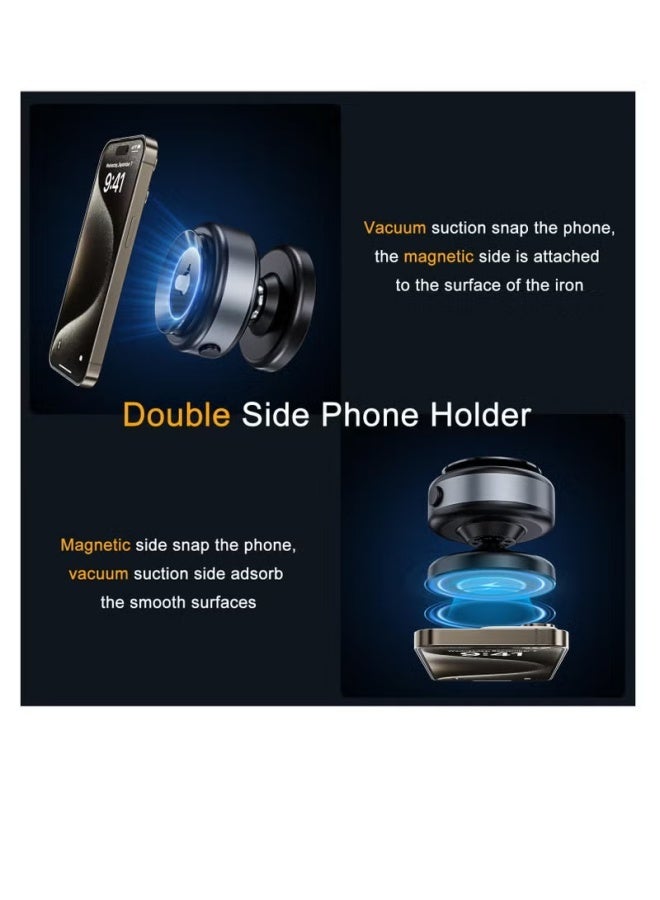 Upgraded 360° Adjustable Electric Vacuum Magnetic Suction Cup Phone Mount, Hands-Free Magnetic Cell Phone Holder for Car, Gym, Mirror, Smooth Surface, Compatible with Magsafe iPhone - Image 2
