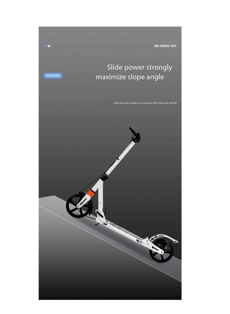 Generic Foldable Kick Scooter with Foot Pedal - Height-Adjustable for Teens & Adults, Commuter Adult Scooters with Hand Brake & Disc Brakes, Shock Absorption, 200MM PU Wheels - Supports 100KG（YS-CT888-Blue）  - Image 5