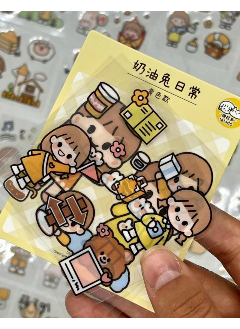 Kağıt Gemi Dükkan Paper Ship Shop Cute Girl and Friends Yellow Package Sticker Set / Decal / Notebook Decoration / Bullet Journal