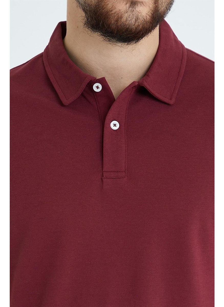 Odelon - Men's Basic Polo Neck T-Shirt (Regular Fit) Claret Red - Image 1