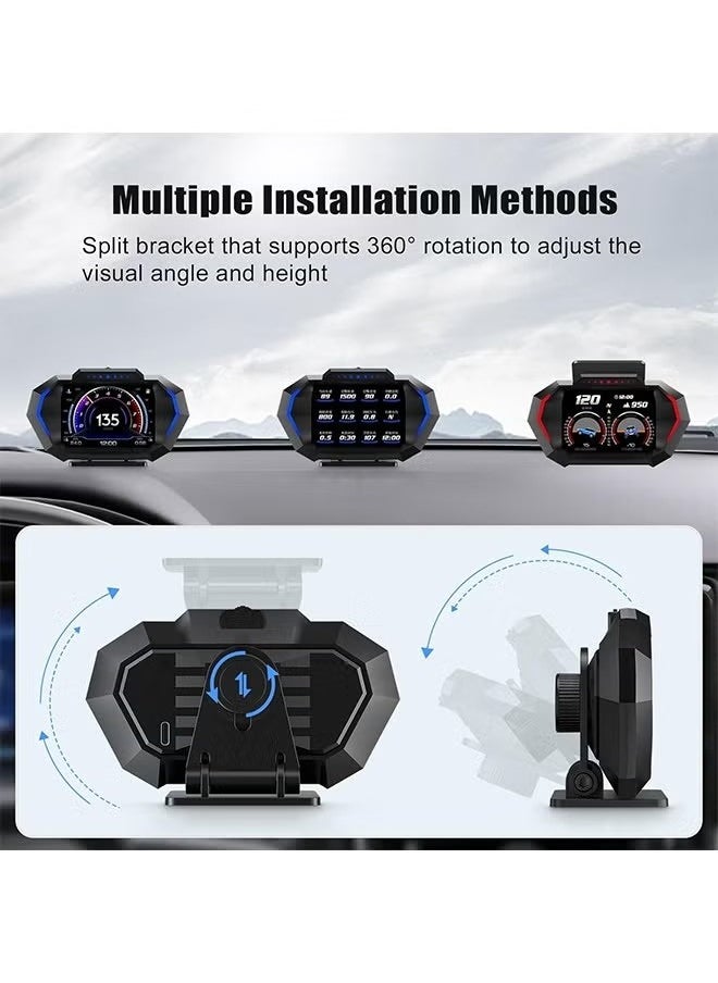 Sthxyfaith - HUD Heads Up Display for Car, OBD Multi-Data Monitor Digital Speedometer Headsup Display, Overspeed Prompt RPM Water Temperature Turbo Pressure Smart Gauge for Most Vehicles After 2008 - Image 1