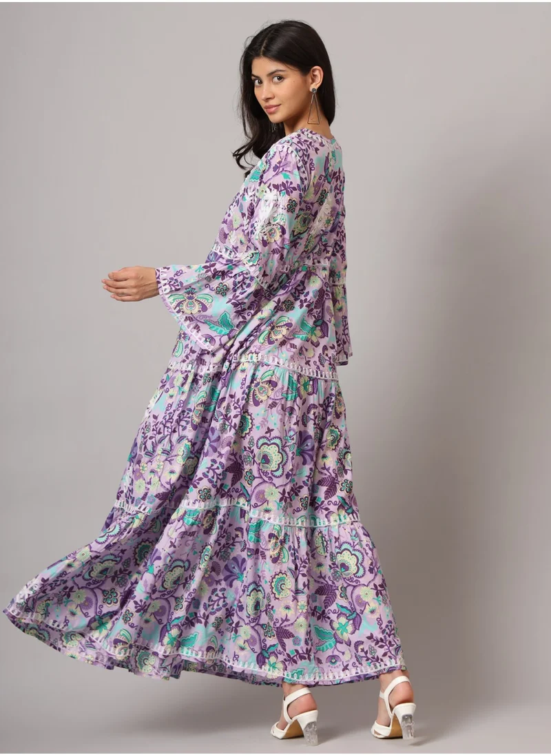 Alaya Hand Embroidered Chikankari A-Line Gathering Pattern Mulmul Cotton Jalabiya-AL3673