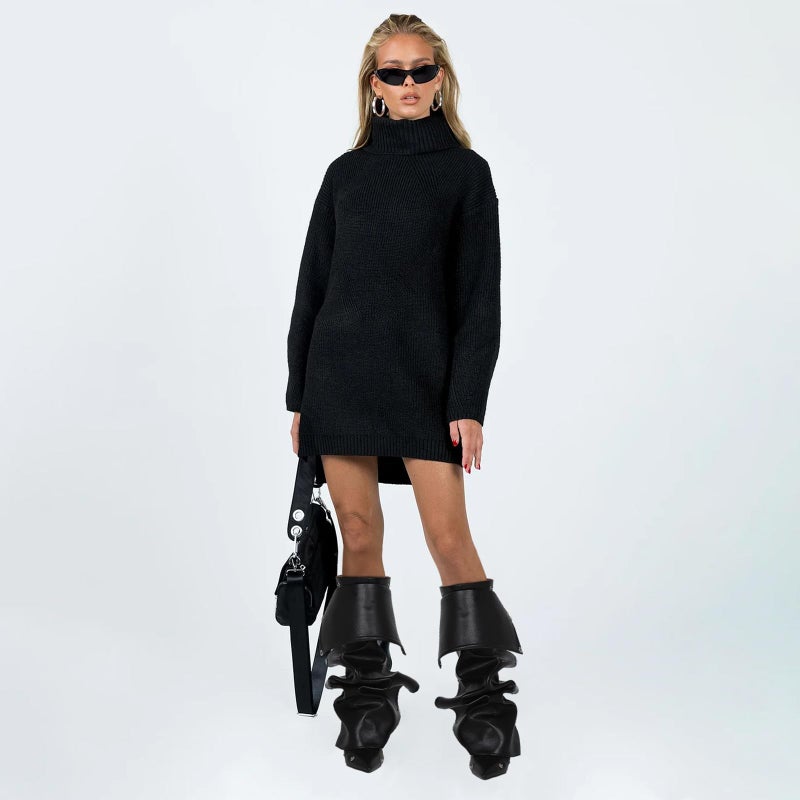 VOMIRA Women's Knee High Stiletto Boots - Pointed Toe High Heels, Wide Calf, Ruched Slouchy Boots - Detachable Snap-off Panel - Mid Calf - Black - Image 2