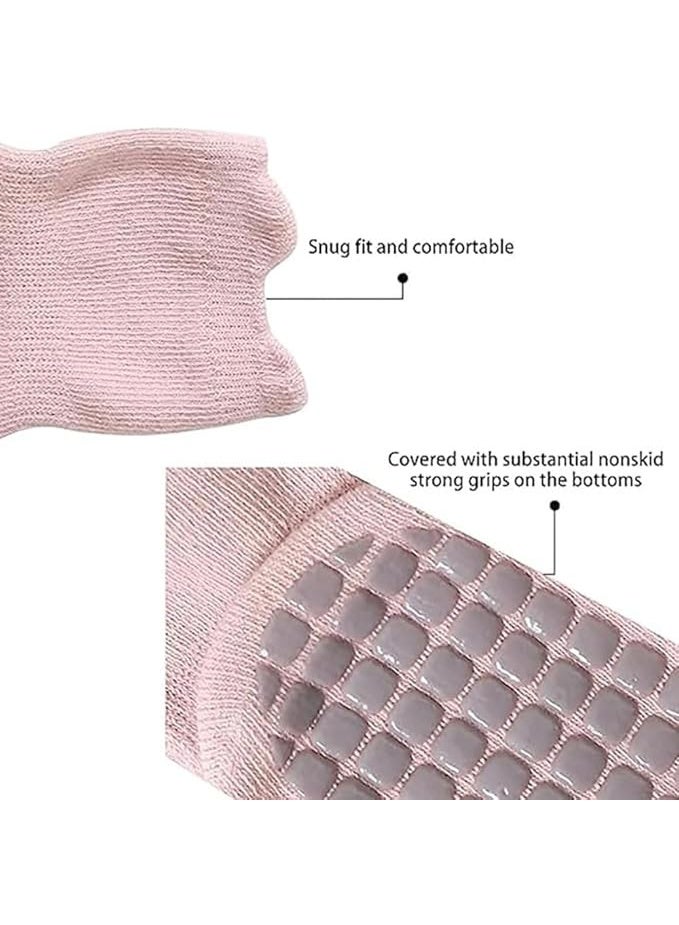 Toddler Non Slip Socks Girl Boy Cute Baby Socks with Grips Crew Socks 5 Pairs for 1 to 3 Year Old - Image 2