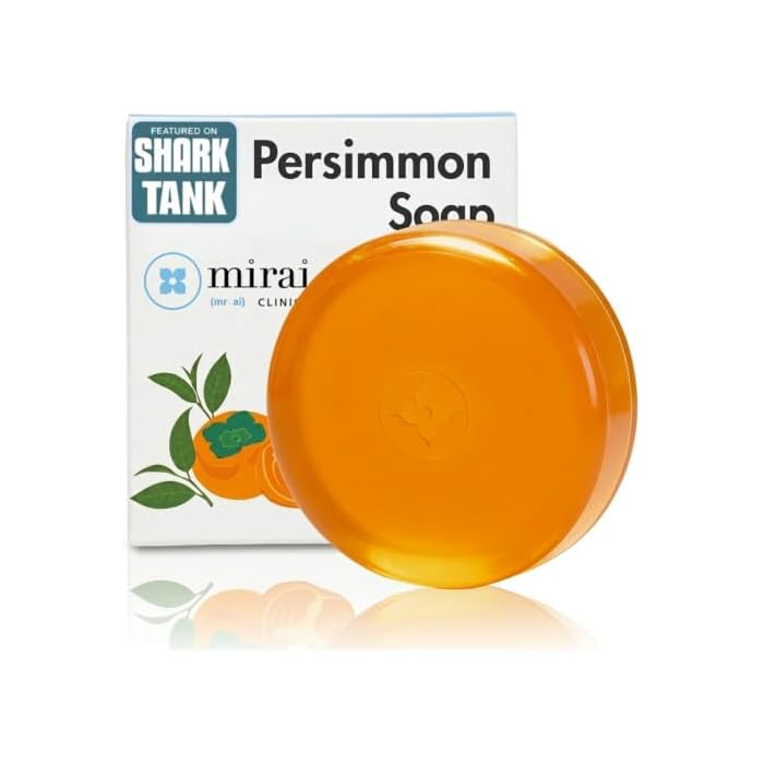 Mirai Clinical Persimmon Soap Bar for Old People Smell - Nonenal® Solution - Japanese Persimmon and Green Tea Extract - For Men and Women - Gentle on All Skin Types - Natural Body Odor Soap