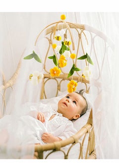 Excefore Baby Crib Mobile Bamboo Wind Chime Bed Bell Baby Bedroom Ceiling Cotton Balls Wind Chime Portable Mobile Bee Decor Hanging Rotating Plush Toys for Baby  - Image 4