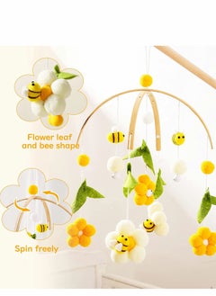 Excefore Baby Crib Mobile Bamboo Wind Chime Bed Bell Baby Bedroom Ceiling Cotton Balls Wind Chime Portable Mobile Bee Decor Hanging Rotating Plush Toys for Baby  - Image 5