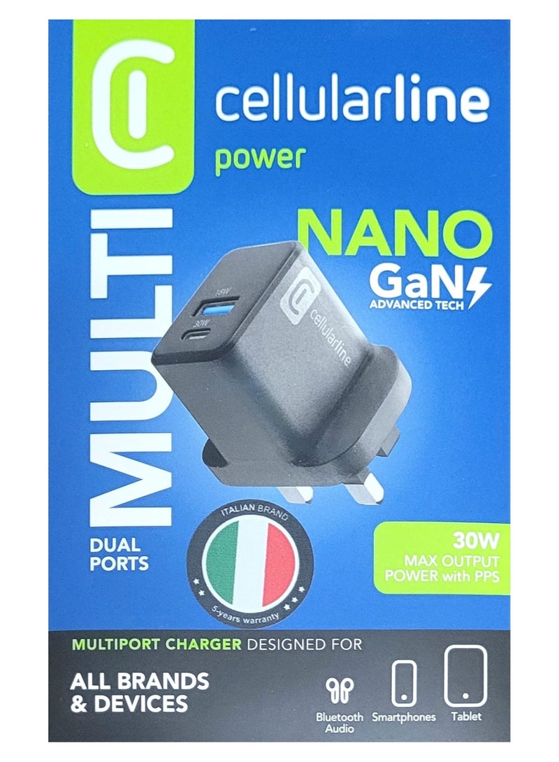 سيلولار لاين شاحن جداري من سيلولار لاين بمنفذ PD و USB بقوة 30 وات - Image 2