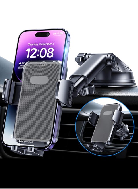 Universal Car Phone Mount – Long Arm, Strong Suction Cup Holder for Windshield, Dashboard, and Air Vent – Hands-Free Fit for All Smartphones