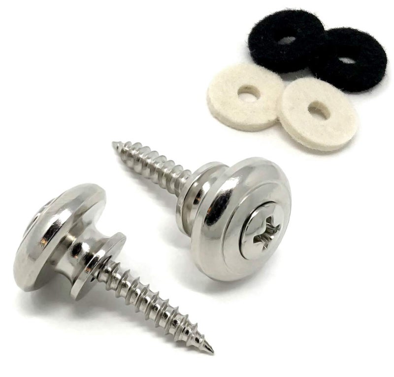 Vintage Forge Guitar Strap Buttons Nickel Mushroom Head for Guitar and Bass (2) with Screws and Felt Washers Universal Fit for Ibanez, ESP, Schecter, Jackson and more SB110-NKL - Image 5