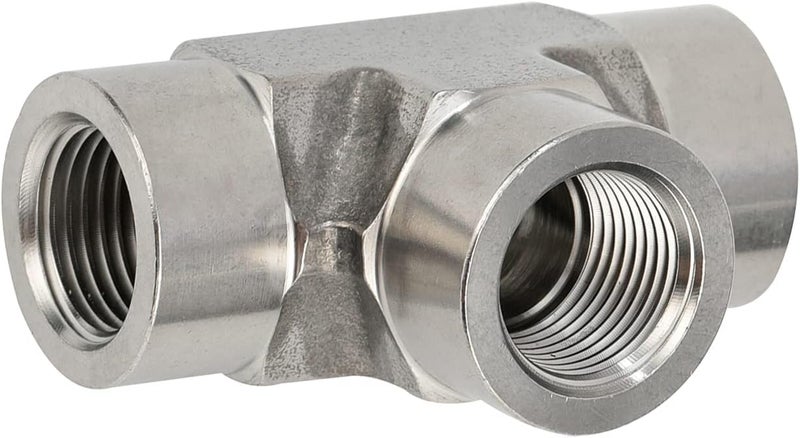 Yoebor 304 Stainless Steel Forged Tee 3/8" NPT Female x 3/8" FNPT x 3/8" FNPT T-fitting 3 Ways Connector Pipe Fitting 2000psi 1pc - Image 2