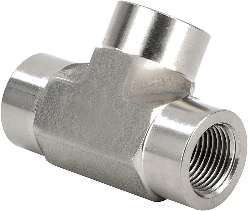 Yoebor 304 Stainless Steel Forged Tee 3/8" NPT Female x 3/8" FNPT x 3/8" FNPT T-fitting 3 Ways Connector Pipe Fitting 2000psi 1pc - Image 4