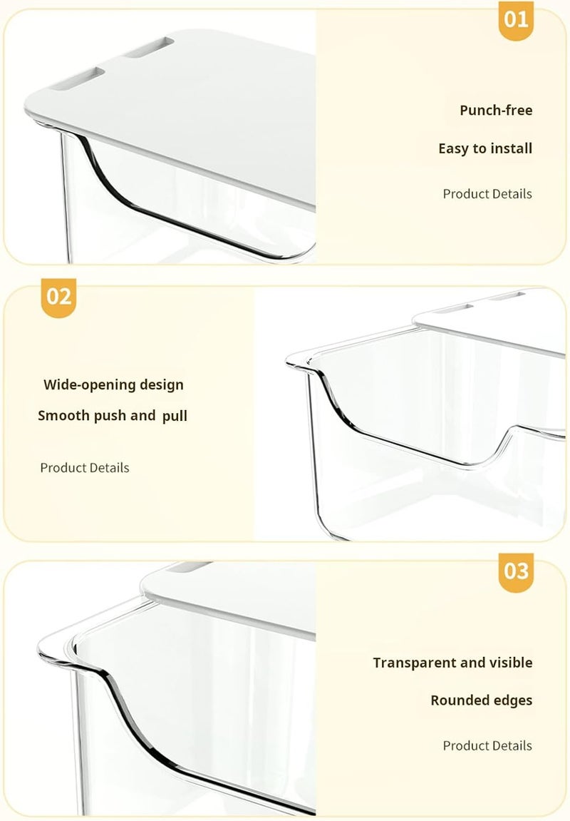 Clear Wall Mount Cosmetic Organizers with Slide Out Drawer Ideal for Small Space in Bathroom or Bedroom Pet Construction Clear Shower Planner - Image 3