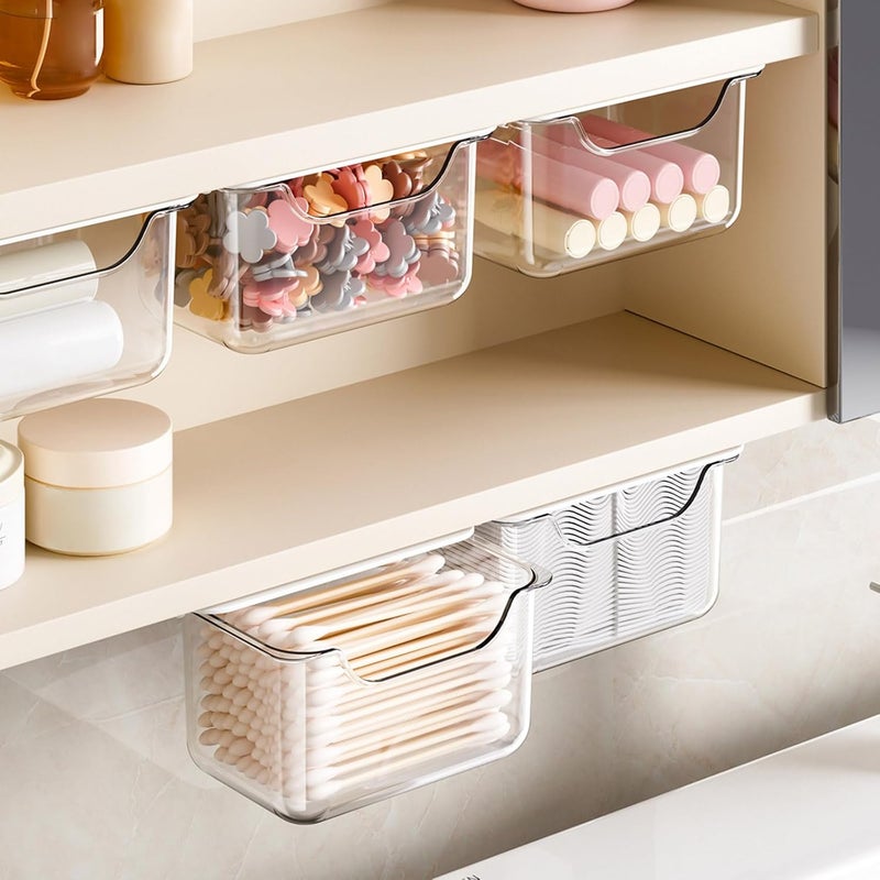 Clear Wall Mount Cosmetic Organizers with Slide Out Drawer Ideal for Small Space in Bathroom or Bedroom Pet Construction Clear Shower Planner - Image 2