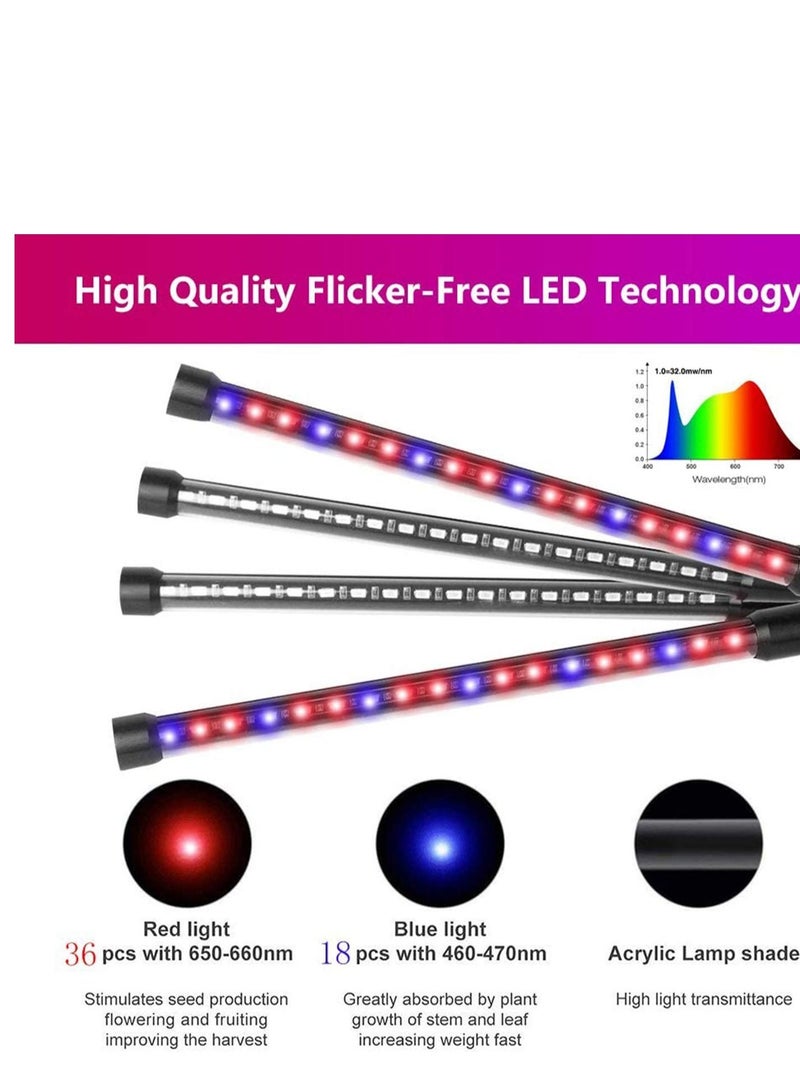 ماركة غير محددة Grow Light for Indoor Plants, 72 LED 4 Head Full Spectrum Plant Lights, Auto ON/Off 3/9/12 H Timer 3 Switch Modes, 9 Dimmable Levels Succulent Plants Growth  - Image 3