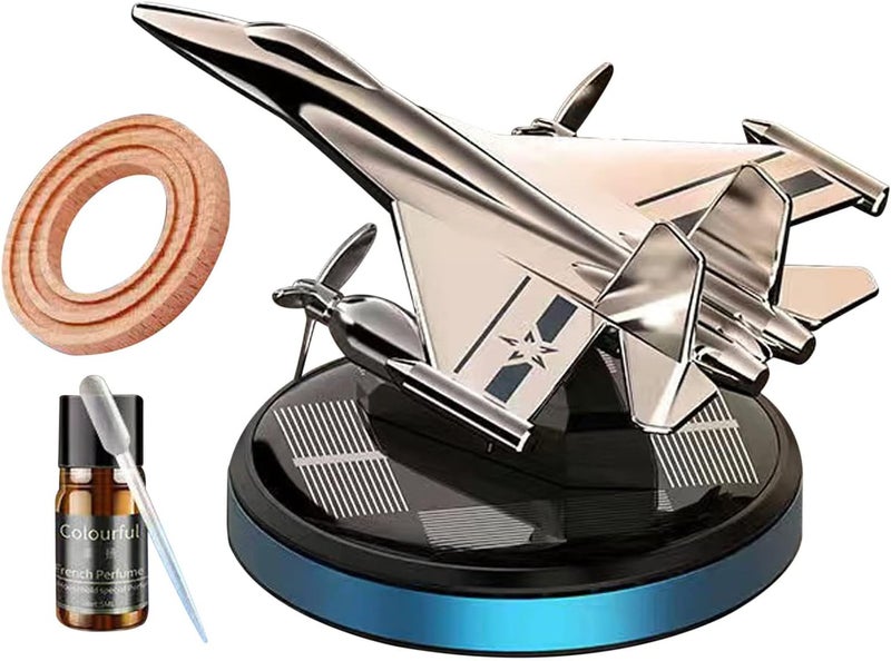 cheekyglo Solar Aircraft Car Aromatherapy Decor with Essential Oil, Solar Energy Rotating Helicopter Design Aromatherapy Diffuser Car Air Freshener Essential Oil Diffuser for Car Office Home - Image 1