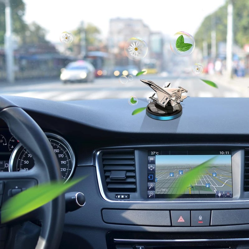 cheekyglo Solar Aircraft Car Aromatherapy Decor with Essential Oil, Solar Energy Rotating Helicopter Design Aromatherapy Diffuser Car Air Freshener Essential Oil Diffuser for Car Office Home - Image 5