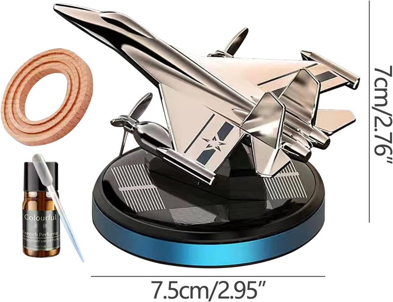 cheekyglo Solar Aircraft Car Aromatherapy Decor with Essential Oil, Solar Energy Rotating Helicopter Design Aromatherapy Diffuser Car Air Freshener Essential Oil Diffuser for Car Office Home - Image 3