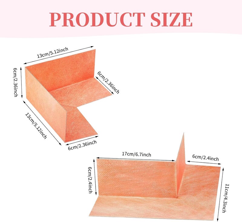 TANEMUDO 10 Pcs Waterproofing Seal Kit, 6 Inside Waterproofing Membrane and 4 Pcs Outside Waterproofing Corner Polyethylene Seamless Membrane for Shower Bathroom Bathtub Walls and Surrounds - Image 2