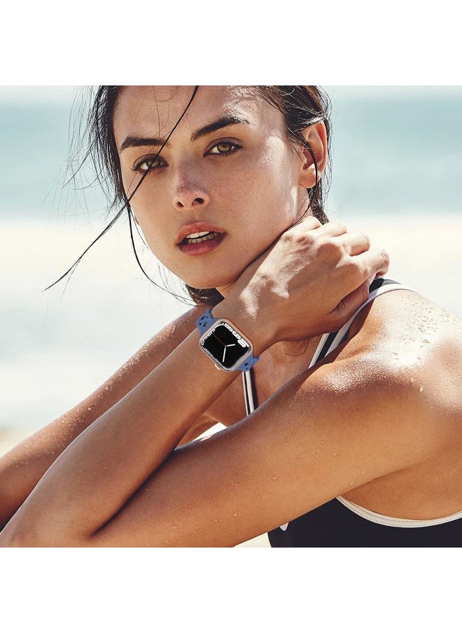 Slim Silicone Bands Compatible with Apple Watch Band 40mm 38mm 41mm 44mm 45mm 46mm 42mm Women Floral Breathable Braided Lace Thin Sport Strap Replacement Wristbands for iWatch SE Series 10 9 8 7 6 5 4