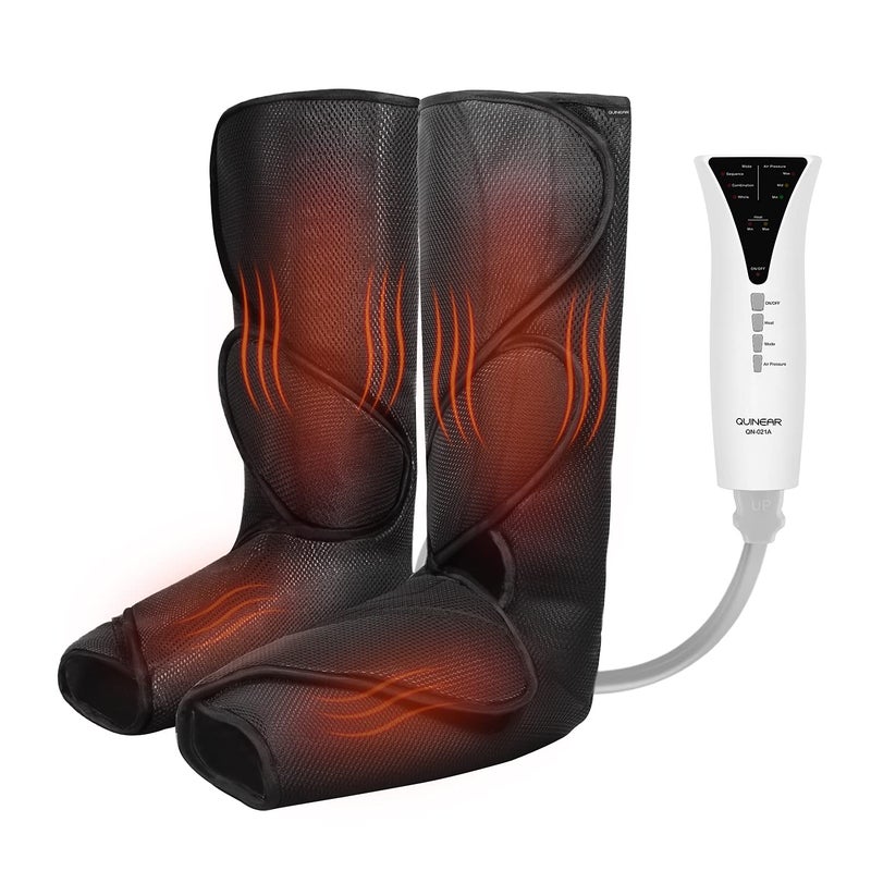 QUINEAR Leg Massager with Heat, Compression Device for Legs, Heated Compression Boots Foot Calf Massage Machine Foot and Leg Pumps Massager for Circulation and Pain Relief