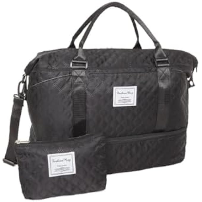 rayihni Women Patch Quilted Gym Bag One Size  Black - Image 1