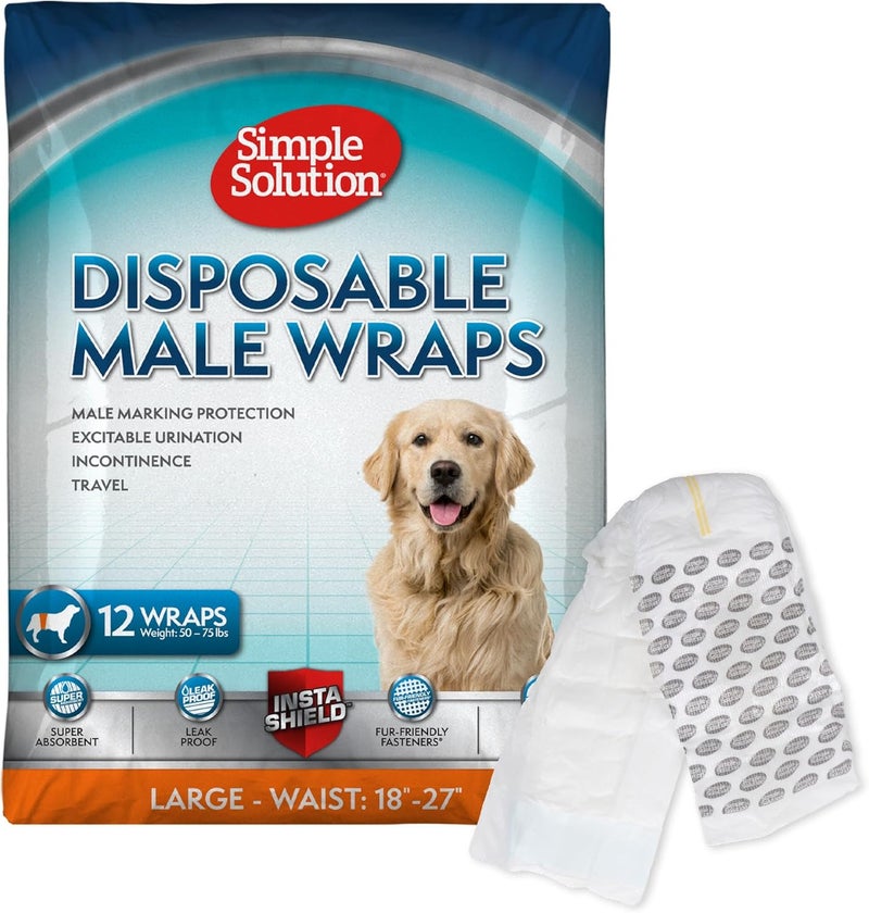 Simple Solution Disposable Male Wraps, 18 - 27 inches, Large, 12 Pieces - Image 1