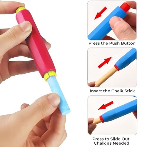 Eduway Multi Color Chalk Holder (Pack Of 4) For Black Board/Chalkboard | Perfect for Kids & Teacher |Oil Pastel Holder & Non-Toxic | Dustless Chalk Holder Pen for Classroom & School |(Assorted Color) - Image 4