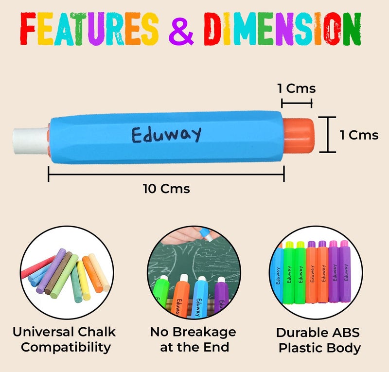 Eduway Multi Color Chalk Holder (Pack Of 4) For Black Board/Chalkboard | Perfect for Kids & Teacher |Oil Pastel Holder & Non-Toxic | Dustless Chalk Holder Pen for Classroom & School |(Assorted Color) - Image 2