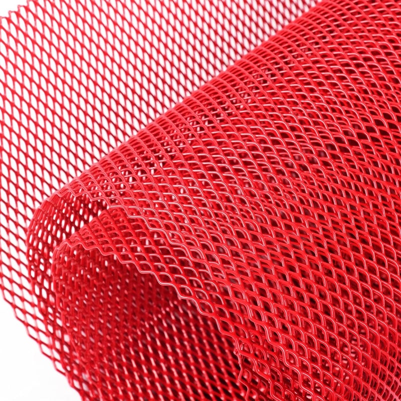 AggAuto Universal 40"x13" Car Grill Mesh - Aluminum Alloy Automotive Grille Insert Bumper Rhombic Hole 4x8mm, One of the Most Multifunctional Shape Grids Red - Image 1