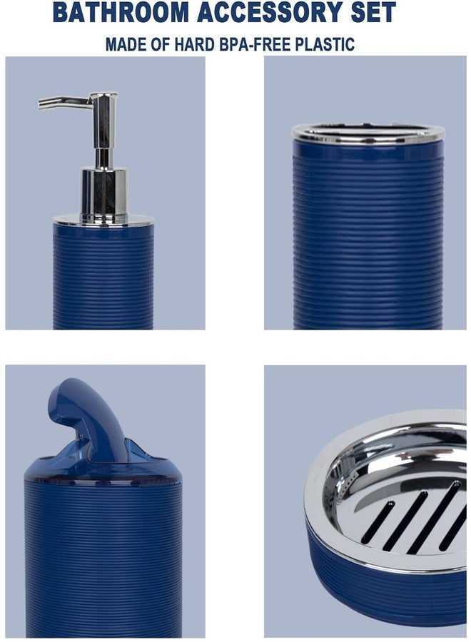 CERBIOR Bathroom Accessories Set 6 Piece Bath Ensemble Includes Soap Dispenser, Toothbrush Holder, Toothbrush Cup, Soap Dish for Decorative Countertop and Housewarming Gift (Blue) - Image 3
