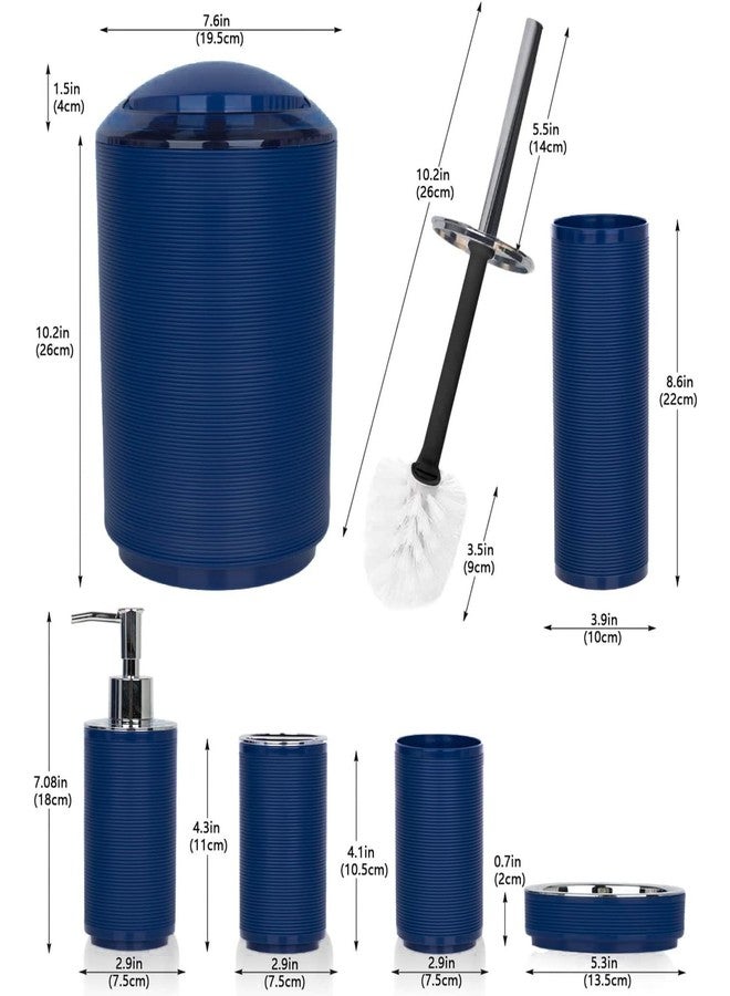 CERBIOR Bathroom Accessories Set 6 Piece Bath Ensemble Includes Soap Dispenser, Toothbrush Holder, Toothbrush Cup, Soap Dish for Decorative Countertop and Housewarming Gift (Blue) - Image 2