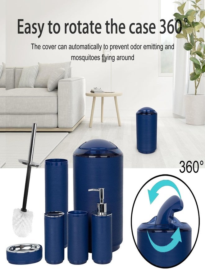CERBIOR Bathroom Accessories Set 6 Piece Bath Ensemble Includes Soap Dispenser, Toothbrush Holder, Toothbrush Cup, Soap Dish for Decorative Countertop and Housewarming Gift (Blue) - Image 4